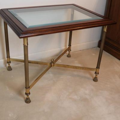 Wood & Beveled Glass Side Table