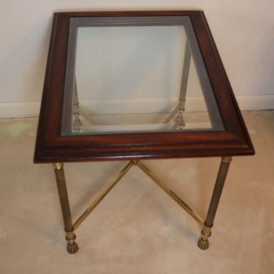 Wood & Beveled Glass Side Table