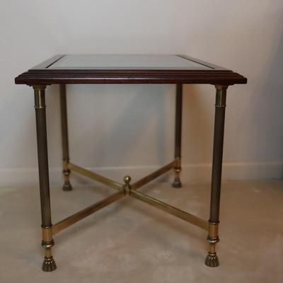 Wood & Beveled Glass Side Table