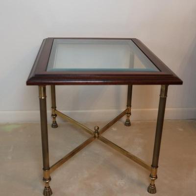 Wood & Beveled Glass Side Table