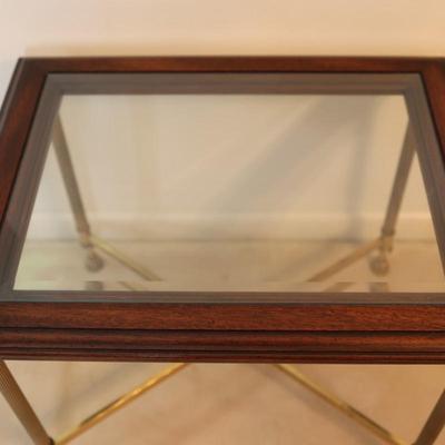 Wood & Beveled Glass Side Table