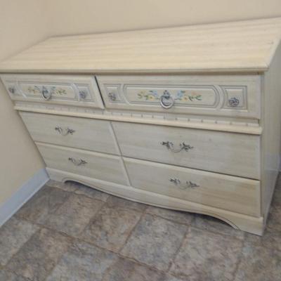Wood Finish Six Drawer Dresser- Approx 51 1/2" x 17" x 30 1/2" Tall