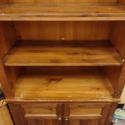 Wood Finish Book/Storage Case with Adjustable Shelves- Approx 36" x 18" x 78" Tall