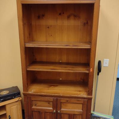 Wood Finish Book/Storage Case with Adjustable Shelves- Approx 36" x 18" x 78" Tall