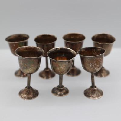 Sterling Silver Set of (7) Mexican Shot Glasses