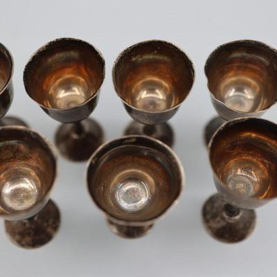 Sterling Silver Set of (7) Mexican Shot Glasses