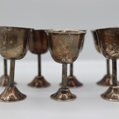 Sterling Silver Set of (7) Mexican Shot Glasses