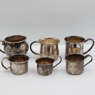 Six Sterling Silver Small Cups