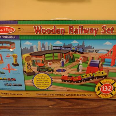 Melissa & Doug Wooden Railway Set