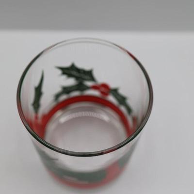 Vintage Christmas Libbey Holly & Berries Rocks Glasses - Set of (6)