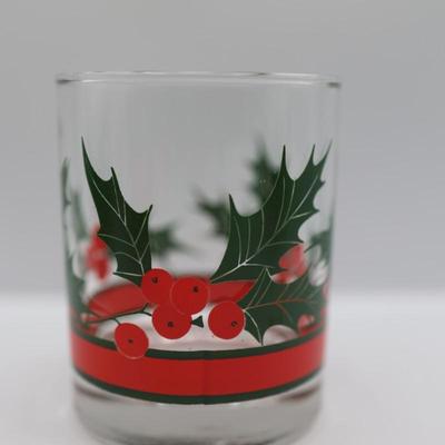 Vintage Christmas Libbey Holly & Berries Rocks Glasses - Set of (6)