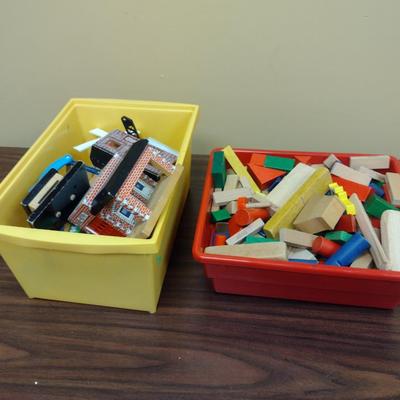 Collection of Wood Children's Toys- Blocks and Train Track