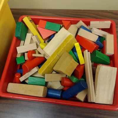 Collection of Wood Children's Toys- Blocks and Train Track
