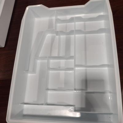 Office Supplies- Binders, Stainless Trash Can, Drawer Organizers