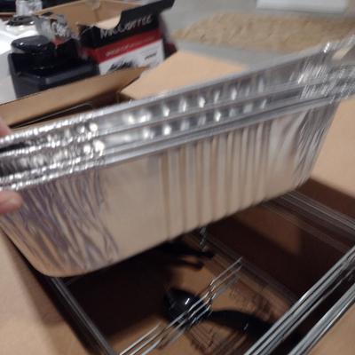 Assorted Kitchen Ware- Coffee Pot, Electric Kettle, Aluminum Buffet Pans, etc.