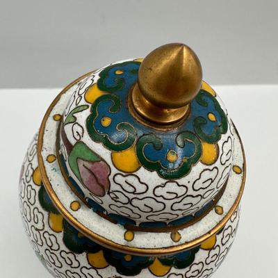 Hand Painted Porcelain Vase with Brass Trim