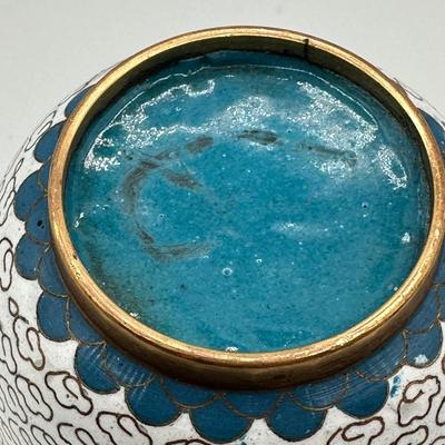 Hand Painted Porcelain Vase with Brass Trim