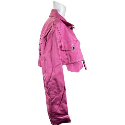 231 BALMAIN Pink Denim Cropped Top Jacket Size 44