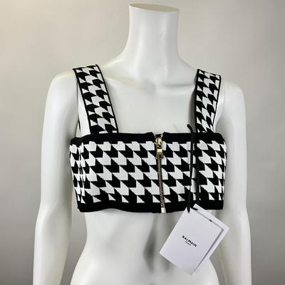 245 BALMAIN Monogram Crop Top Size 46
