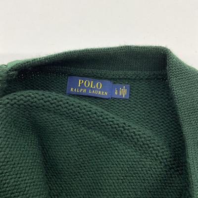 250 RALPH LAUREN Patchwork Merino Wool Letterman Cardigan Size L