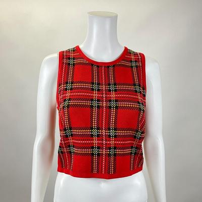257 OPENING CEREMONY Plaid Crew Neck Crop Top Size L