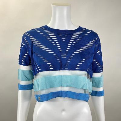 259 PHILIPP PLEIN Blue Crop Top Size M