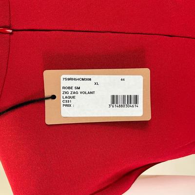 260 New with Tag ALAÏA Paris ZigZag Volant Rogue Red Dress Size XL