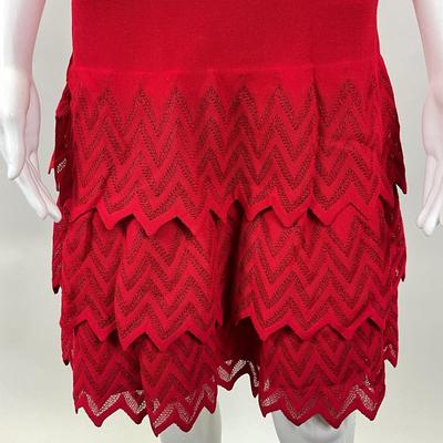 260 New with Tag ALAÏA Paris ZigZag Volant Rogue Red Dress Size XL