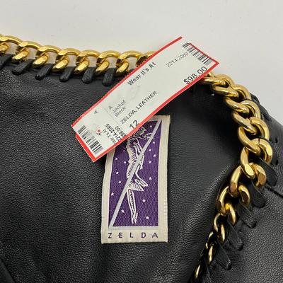 263 ZELDA Black/Gold Leather Jacket Size 12