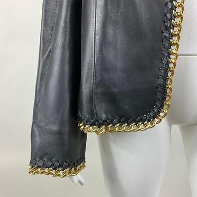 263 ZELDA Black/Gold Leather Jacket Size 12