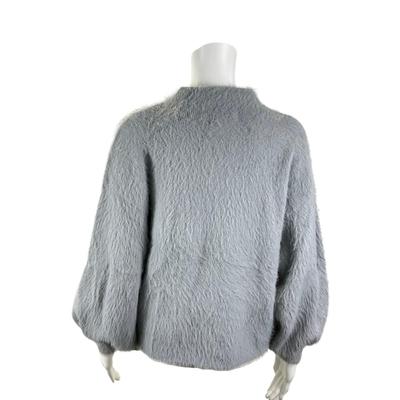 265 Line Dot Gray Faux Fur Sweater Size L