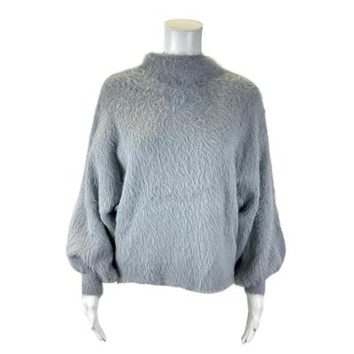 265 Line Dot Gray Faux Fur Sweater Size L