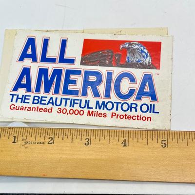 Vintage Automotive Equipment Sticker - All America The Beautiful Motor Oil