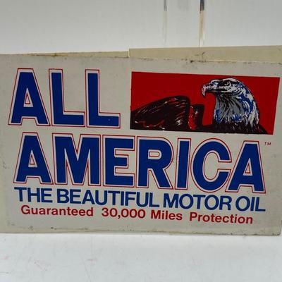 Vintage Automotive Equipment Sticker - All America The Beautiful Motor Oil