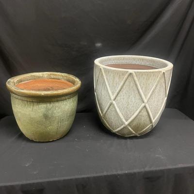 Two Large Glazed Terracotta Pots (1020FR-MG)