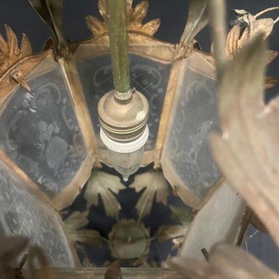 Metal & Etched Glass Hanging Light (1020FR-MG)