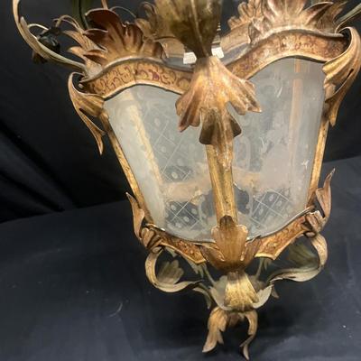 Metal & Etched Glass Hanging Light (1020FR-MG)