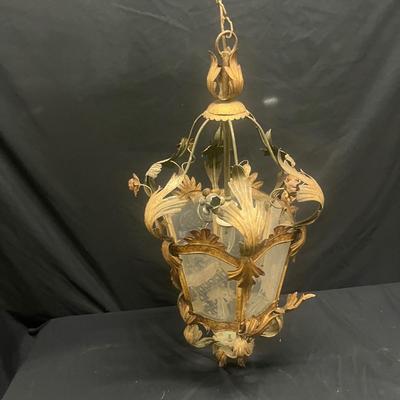 Metal & Etched Glass Hanging Light (1020FR-MG)