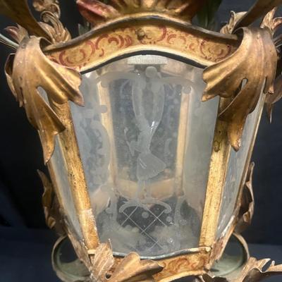 Metal & Etched Glass Hanging Light (1020FR-MG)