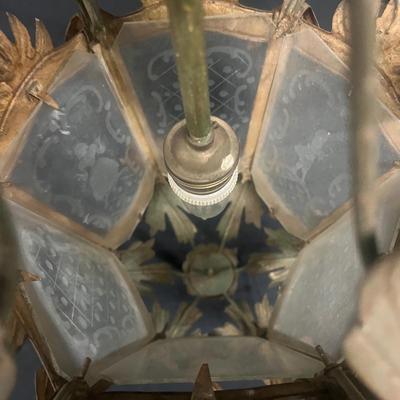 Metal & Etched Glass Hanging Light (1020FR-MG)