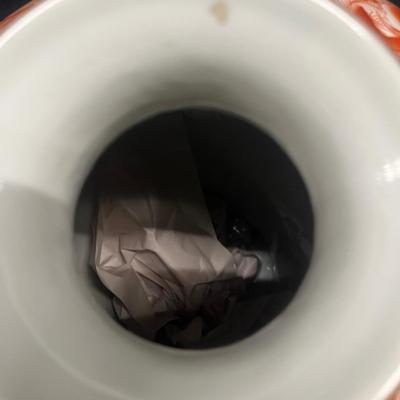 Red and White Porcelain Vase w/ Imperial Dragon (1020FR-MG)