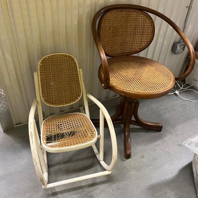 Thonet Bentwood Cane Back & Bottom Office Chair & Kids Rocker (1018CR-MG)