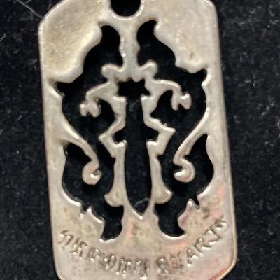 2 unique Sterling pendants: Acorn & Chrome hearts dagger dog chain