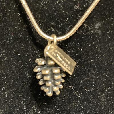 2 unique Sterling pendants: Acorn & Chrome hearts dagger dog chain