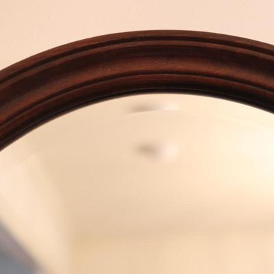 Wood and Beveled Oval Mirror