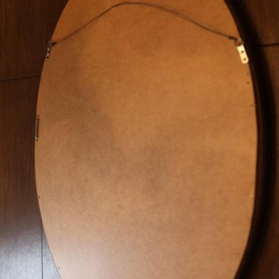 Wood and Beveled Oval Mirror