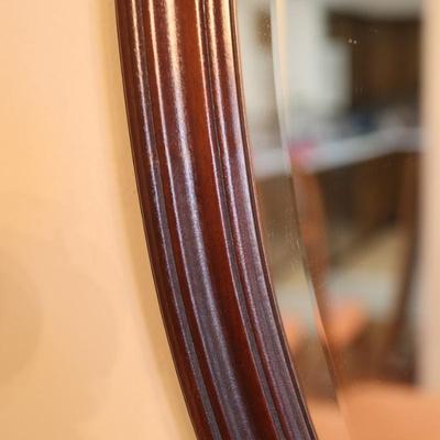Wood and Beveled Oval Mirror