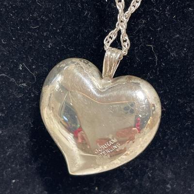 Gorham Sterling heart necklace with gold rose