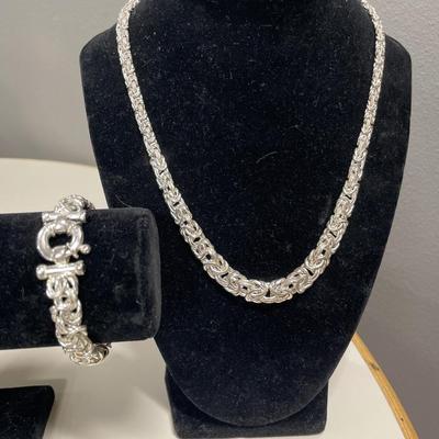 Interesting sterling necklace and bracelet set