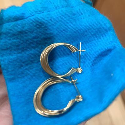 14k Yellow Gold Estate Hoop Earrings